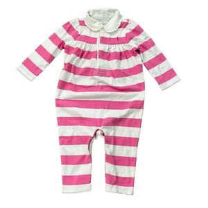 Ralph Lauren Pink And White Rugby One Piece Outfit 9 Months